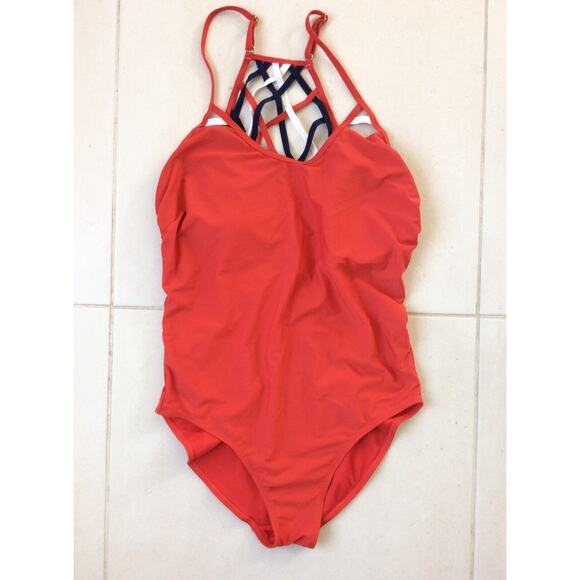 YMI Swim One Piece Swimsuit Lace Up Back Patriotic Swimwear - Picture 1 of 7
